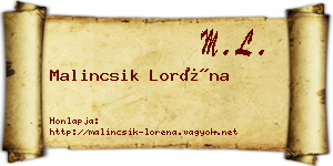 Malincsik Loréna névjegykártya